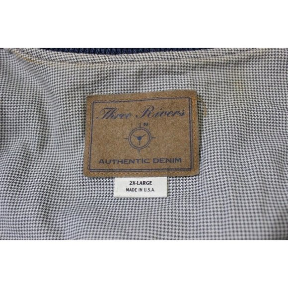 Three Rivers Authentic Denim Jacket 2XL Lost In The 50s Logo Made in USA Vintage - Picture 10 of 10